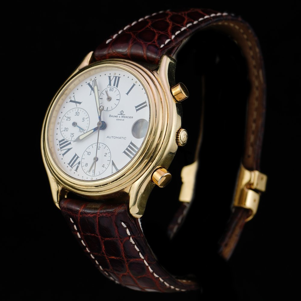 Vintage Baume and Mercier Baumatic 18ct Yellow Gold Chronograph Automatic Watch