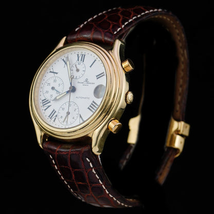 Vintage Baume and Mercier Baumatic 18ct Yellow Gold Chronograph Automatic Watch