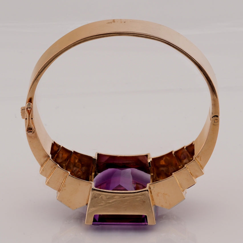 Art Deco 64ct Amethyst and Diamond Bangle Bracelet