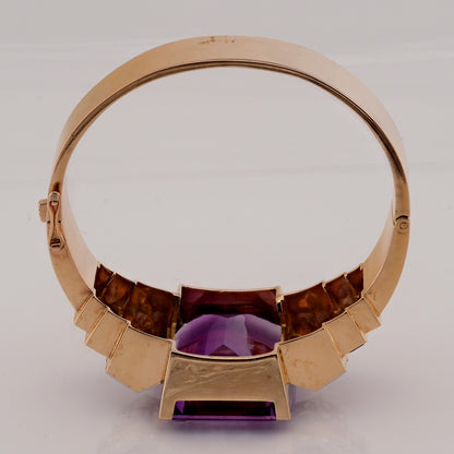 Art Deco 64ct Amethyst and Diamond Bangle Bracelet