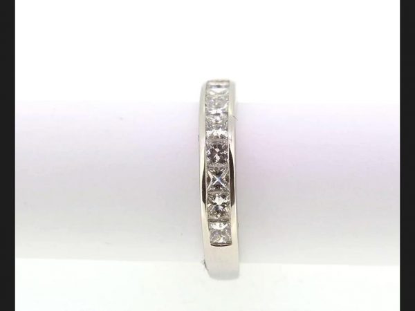 Princess cut Diamond Half Eternity Ring, Channel set, 1.00 carats