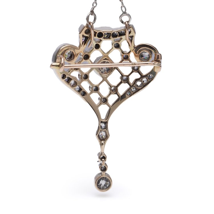 Cartier Edwardian 2.4ct Diamond Pendant Brooch
