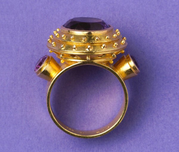 Contemporary Amethyst and 18ct Gold Ring, Signed Jacob de Groes