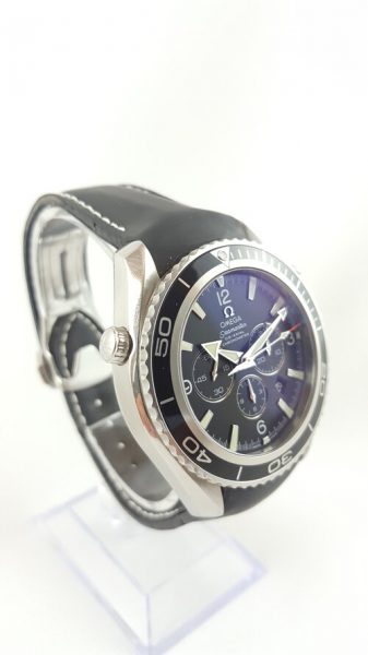 Omega Seamaster Planet Ocean 45mm Auto Chronograph, 45mm steel case, black dial, sapphire crystal, chronograph and date function, rubber strap, Circa 2010s, with Omega box.