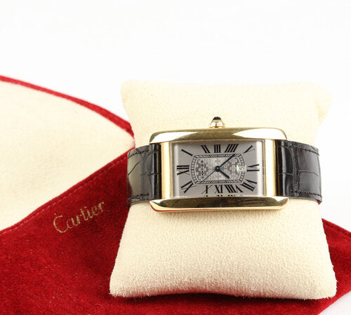 Cartier Tank Americaine Rare Limited Edition Large Model Automatic Rectanuglar Watch, Ref 1740, Engraved reverse, Signed, Numbered, With Paperwork and Cartier pouch