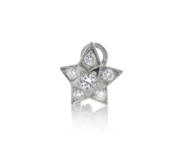 Chanel 0.80ct Diamond and 18ct White Gold Star Clip On Earrings; set with 0.80 carats round brilliant-cut diamonds, Signed, In Original Box