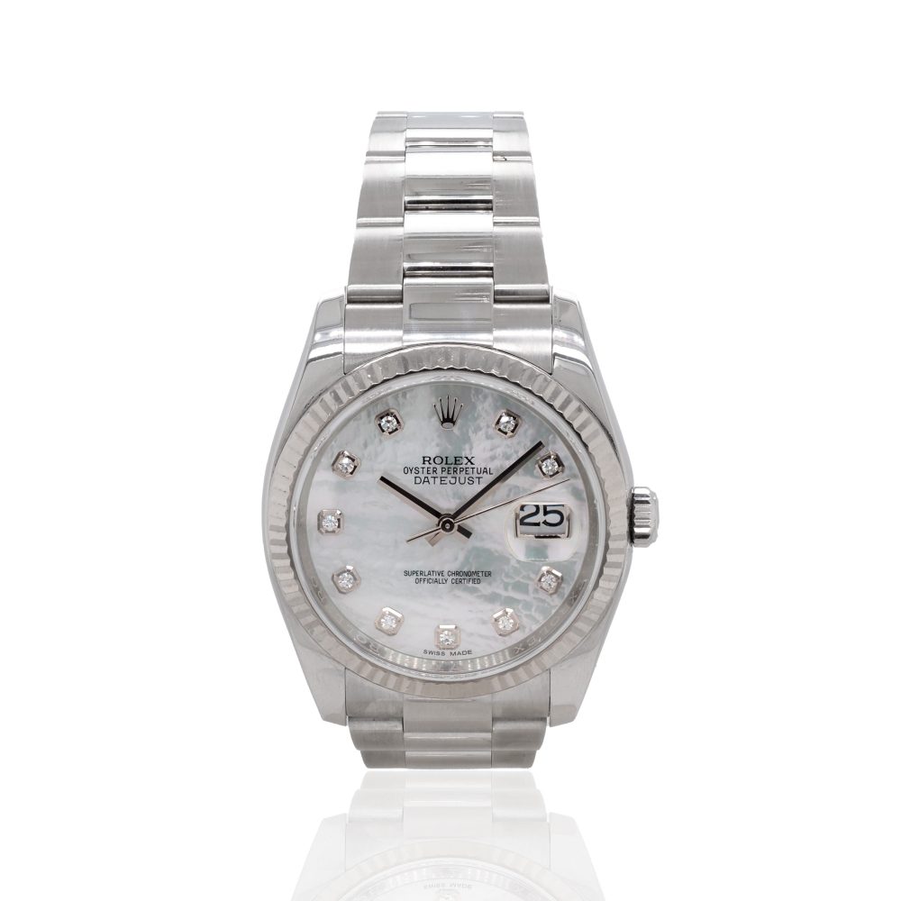 Rolex Datejust Diamond Dot Mother of Pearl Steel Automatic Watch