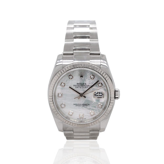 Rolex Datejust Diamond Dot Mother of Pearl Steel Automatic Watch