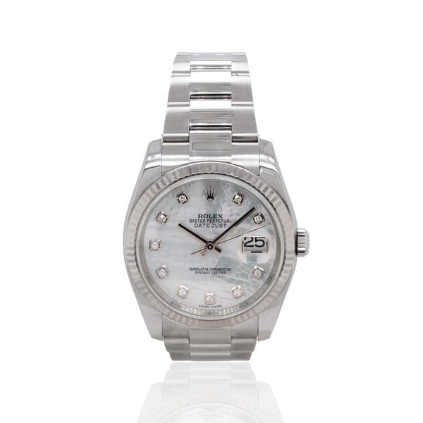 Rolex Datejust Diamond Dot Mother of Pearl Steel Automatic Watch
