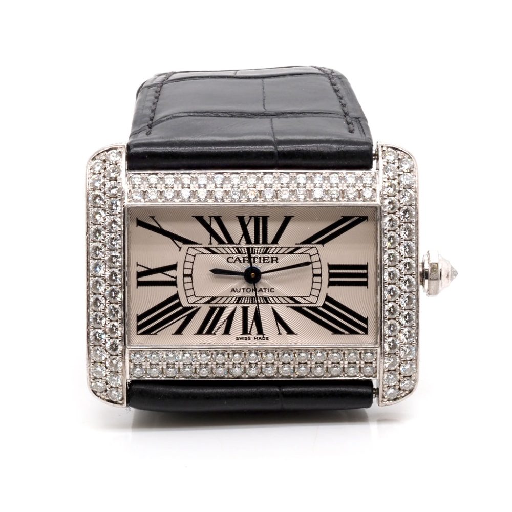 Cartier Tank Divan 18ct White Gold Diamond Automatic Watch 2626, diamond set bezel. Dated approx. 2002-2007