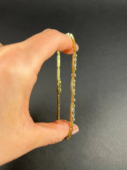 Antique Link Bracelet In 18 Carat Yellow Gold And Platinum With Diamonds And Sapphires