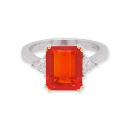 Vintage Fire Opal and Diamond Ring, 2.78 carats, 18ct White Gold