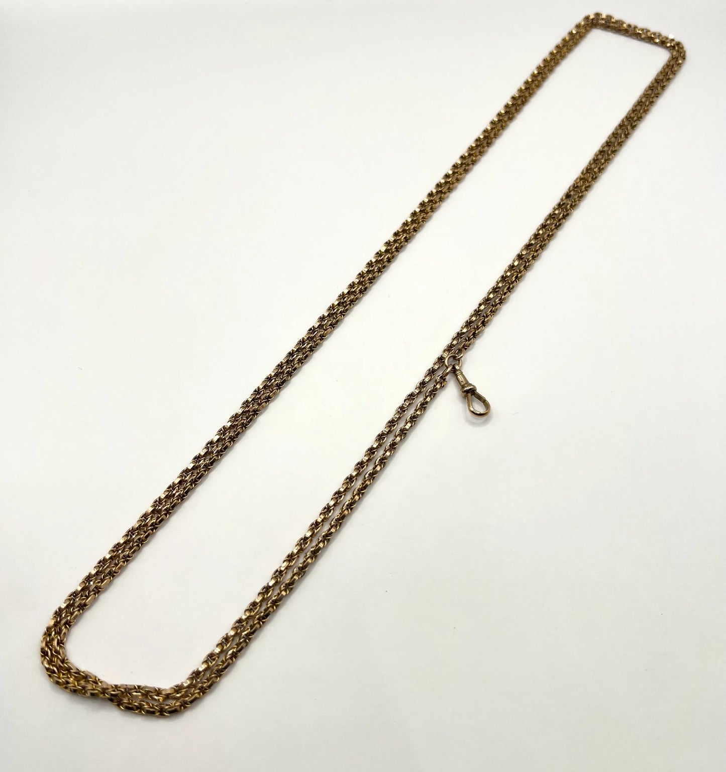 Victorian Antique 9ct Gold Fancy Rolo Link Long Guard Chain