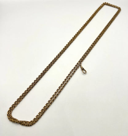 Victorian Antique 9ct Gold Fancy Rolo Link Long Guard Chain