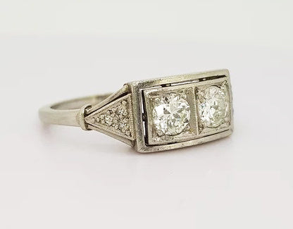 Art Deco Diamond Plaque Ring in Platinum