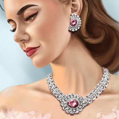 Rubelite and Diamond Stud Earrings, 11.60 carat total; oval cut rubelites totaling 5.90 carats surrounded by 5.78 carats of rose cut diamonds, 18ct white gold