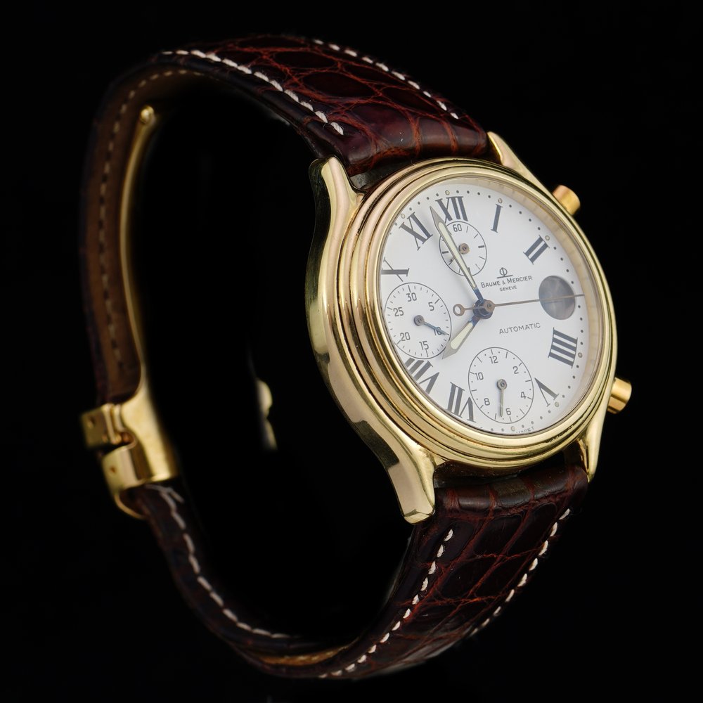 Vintage Baume and Mercier Baumatic 18ct Yellow Gold Chronograph Automatic Watch