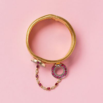 Antique Georgian Diamond Ruby Gold Bracelet 19th century