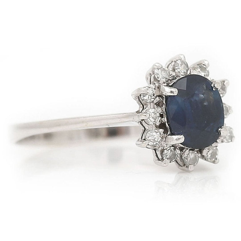 Vintage 1.34ct Sapphire and Diamond Cluster Ring
