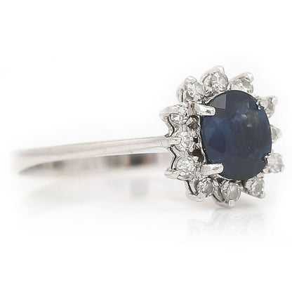 Vintage 1.34ct Sapphire and Diamond Cluster Ring