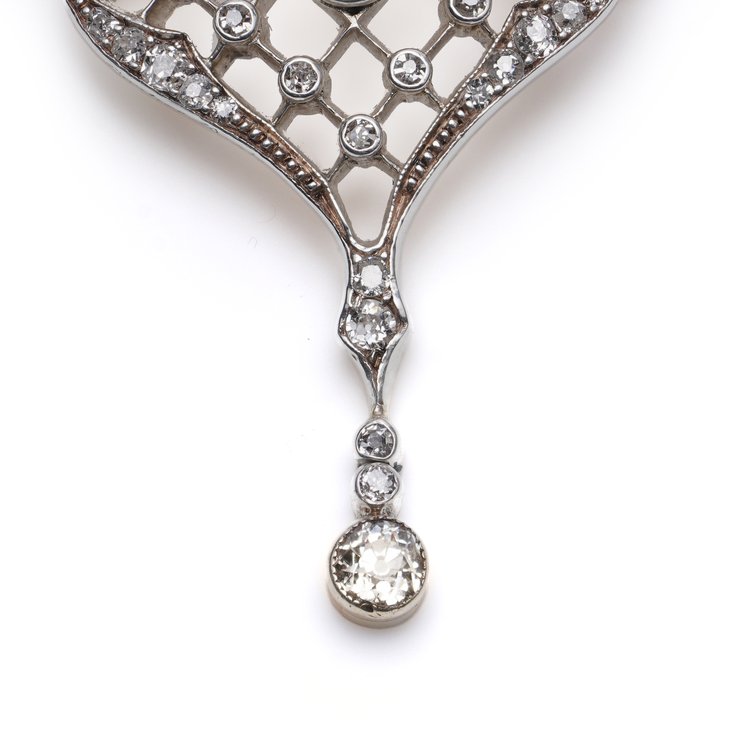 Cartier Edwardian 2.4ct Diamond Pendant Brooch
