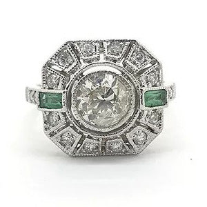 Vintage Emerald and Diamond Cluster Dress Ring