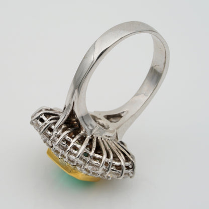 Vintage 2ct Emerald and Diamond Cluster Dress Ring