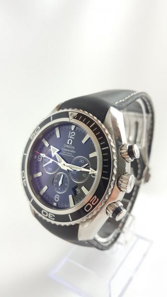 Omega Seamaster Planet Ocean 45mm Auto Chronograph, 45mm steel case, black dial, sapphire crystal, chronograph and date function, rubber strap, Circa 2010s, with Omega box.