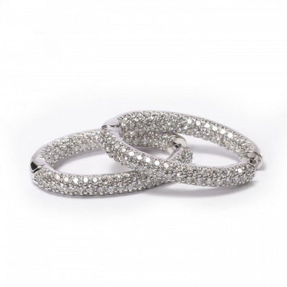 Diamond Oval Hoop Earrings in 18ct White Gold, 7.60 carats