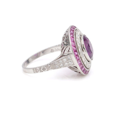 3.20ct Ruby and Diamond Double Cluster Dress Ring