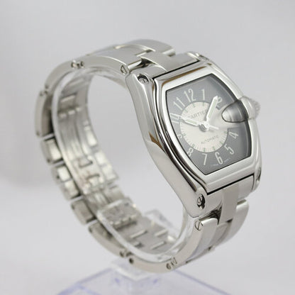 Cartier Roadster 2510 Automatic 37mm Stainless Steel Bracelet Watch, silver dial with black/grey surround, quick-set date function, steel bracelet with hidden clasp