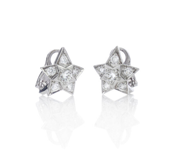 Chanel 0.80ct Diamond and 18ct White Gold Star Clip On Earrings; set with 0.80 carats round brilliant-cut diamonds, Signed, In Original Box