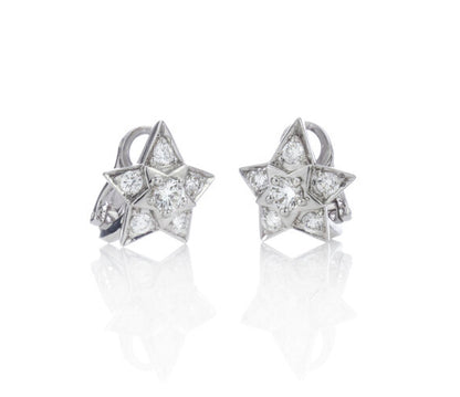Chanel 0.80ct Diamond and 18ct White Gold Star Clip On Earrings; set with 0.80 carats round brilliant-cut diamonds, Signed, In Original Box
