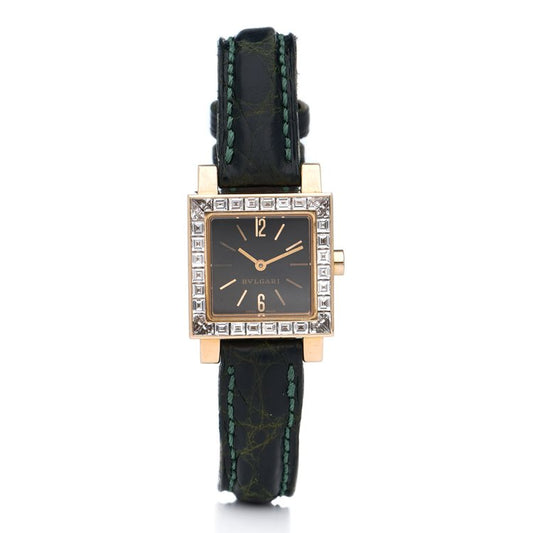 Bvlgari Ladies 18ct Yellow Gold and Diamond set Quadrato Watch, Signed Bulgari