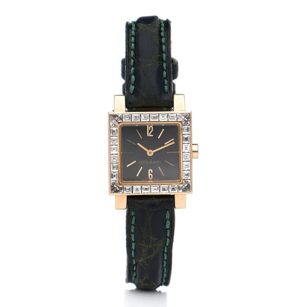 Bvlgari Ladies 18ct Yellow Gold and Diamond set Quadrato Watch, Signed Bulgari