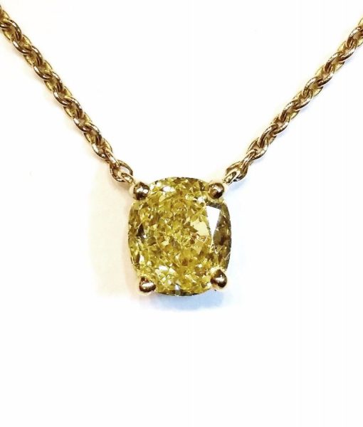 Fancy Yellow Diamond Pendant, 0.60 carats, 18ct Yellow Gold, Certified