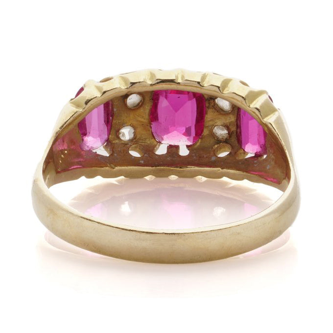 Antique 1.10ct Ruby and Rose Cut Diamond Ring in 18ct Yellow Gold