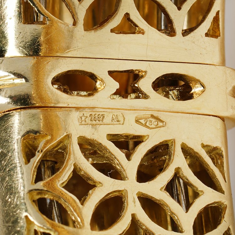 Italian 18ct Yellow Gold Bangle with Burma Ruby and Diamond Bow