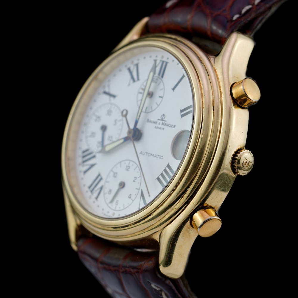 Vintage Baume and Mercier Baumatic 18ct Yellow Gold Chronograph Automatic Watch