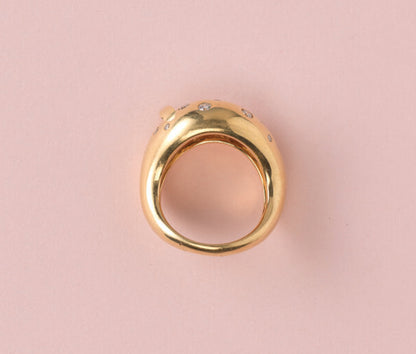 Vintage 0.60ct Diamond Set 18ct Yellow Gold Asymmetrical Ring, Signed