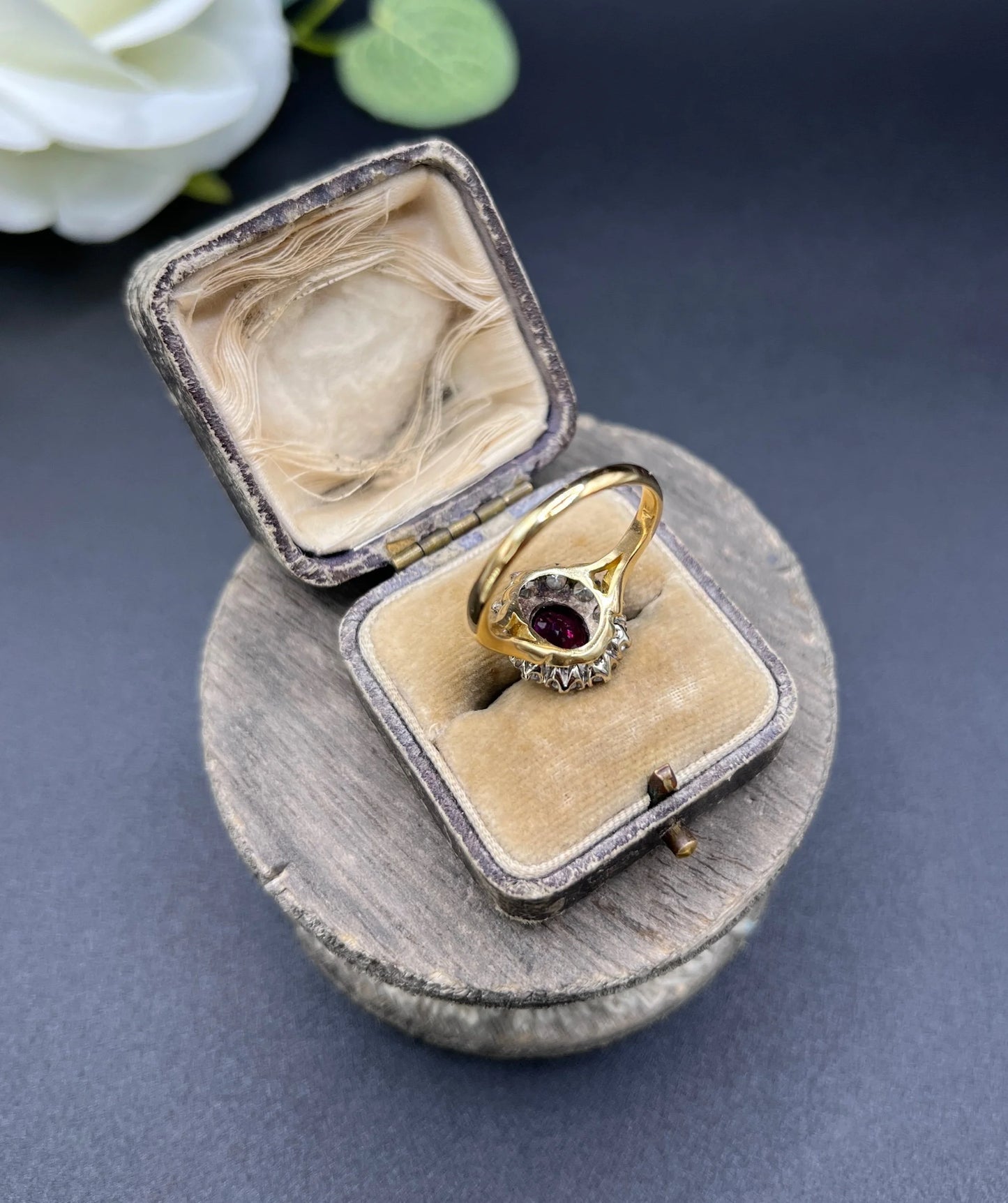 Vintage 18ct Gold, 1950s Ruby & Diamond Cluster Ring