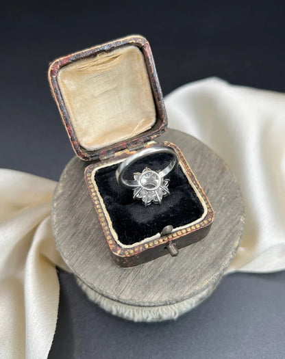 Vintage Diamond Daisy Cluster Engagement Ring in Platinum, 2.20 carats
