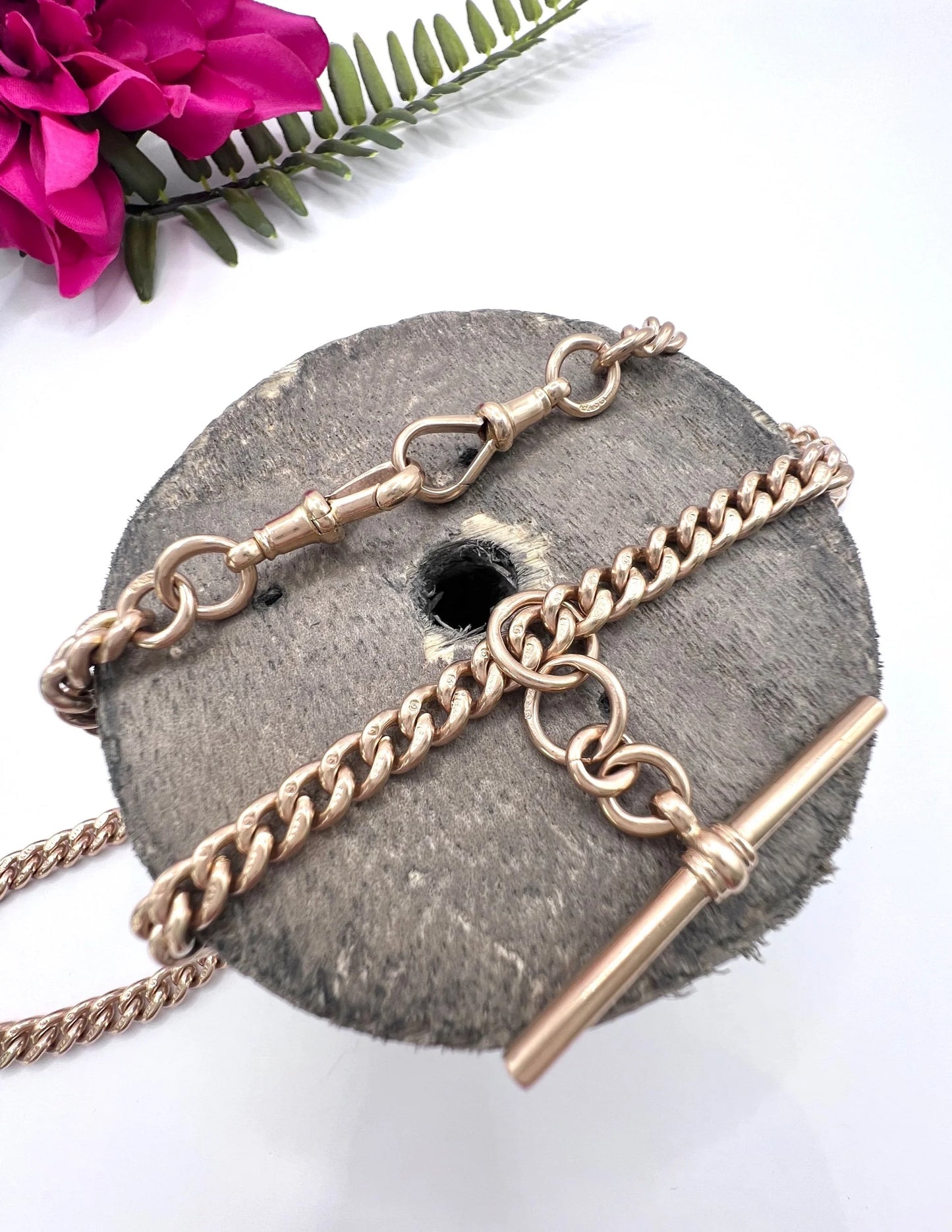 Vintage 9 ct Gold Albert Chain: Watch Chain Necklace, Birmingham 1930