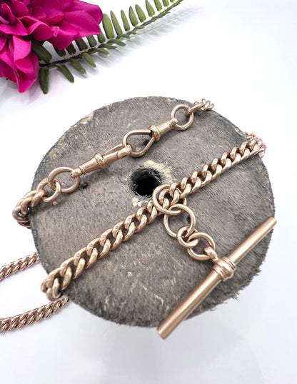 Vintage 9 ct Gold Albert Chain: Watch Chain Necklace, Birmingham 1930