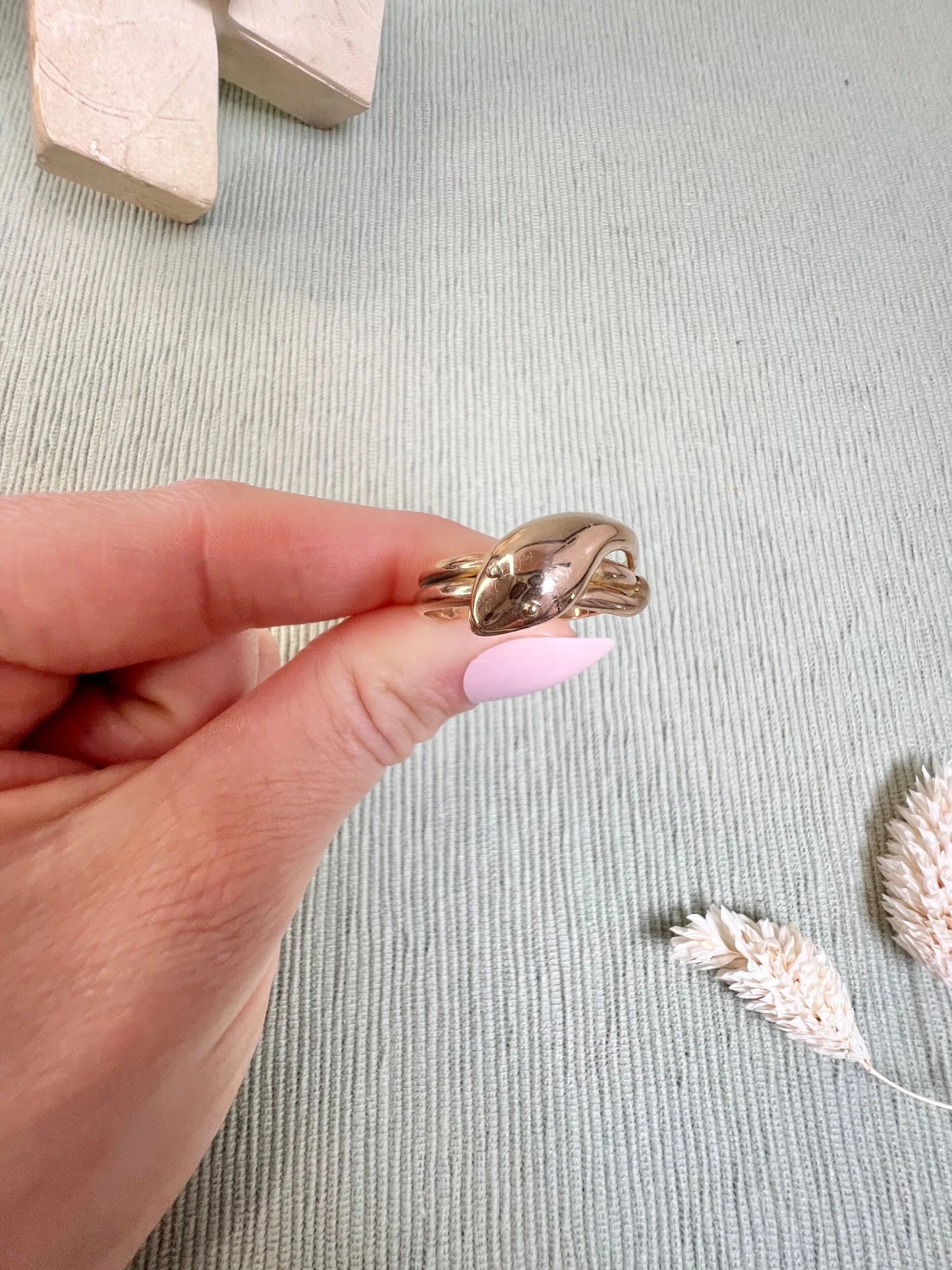 Antique 9ct Yellow Gold Edwardian Snake Ring, Chester Hallmarked