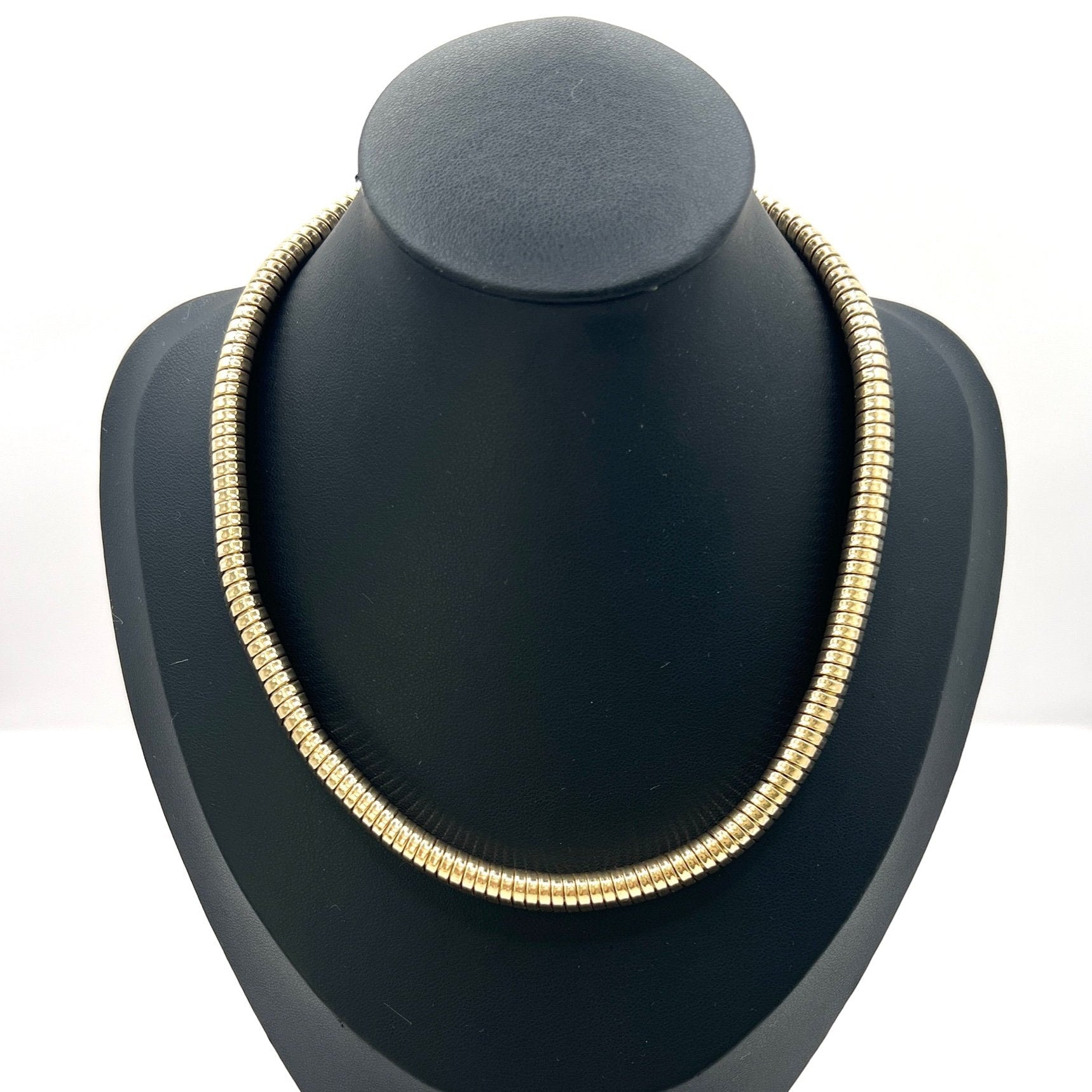 Vintage 9ct Yellow Gold Tubogas Collar Necklace, Hallmarked London 1947