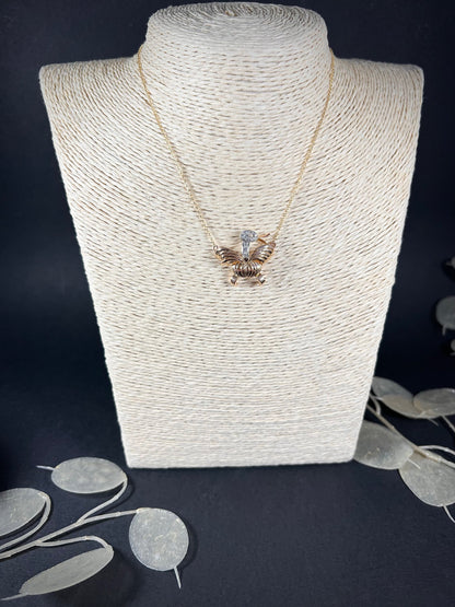 Vintage 18 Carat Gold Diamond Duck Pendant Necklace, Circa 1980