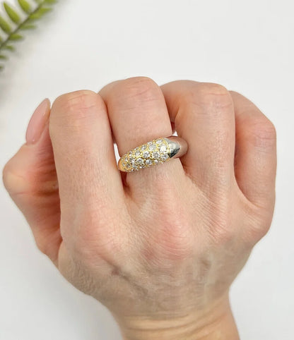 Vintage Diamond Pave Cocktail Ring In 18 Carat Yellow Gold And Platinum