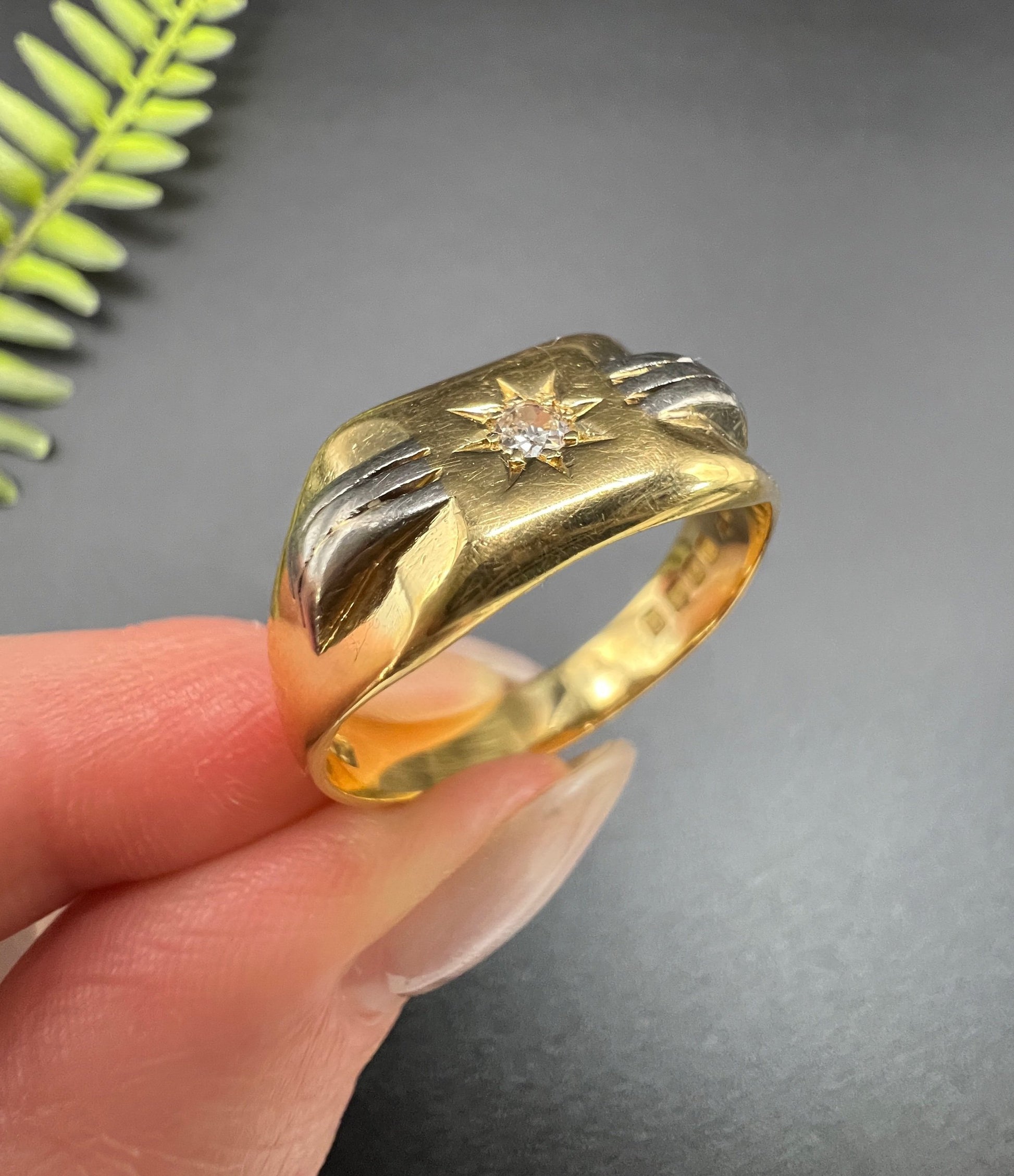 Vintage 18 Carat Two Colour Gold Diamond Signet Ring, Hallmarked London 1939
