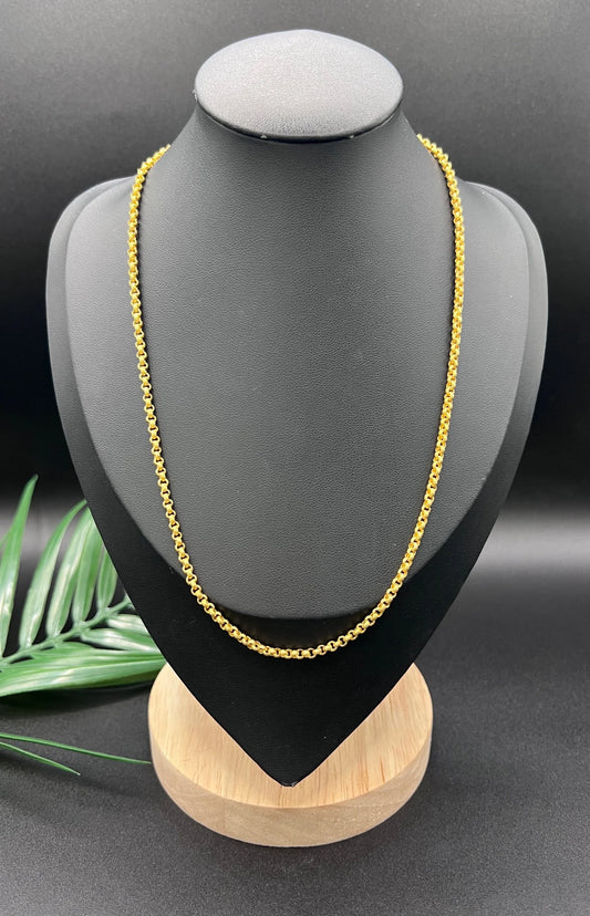 Georgian 18 Carat Gold Chain Textured Round Belcher Link Necklace, Circa 1825